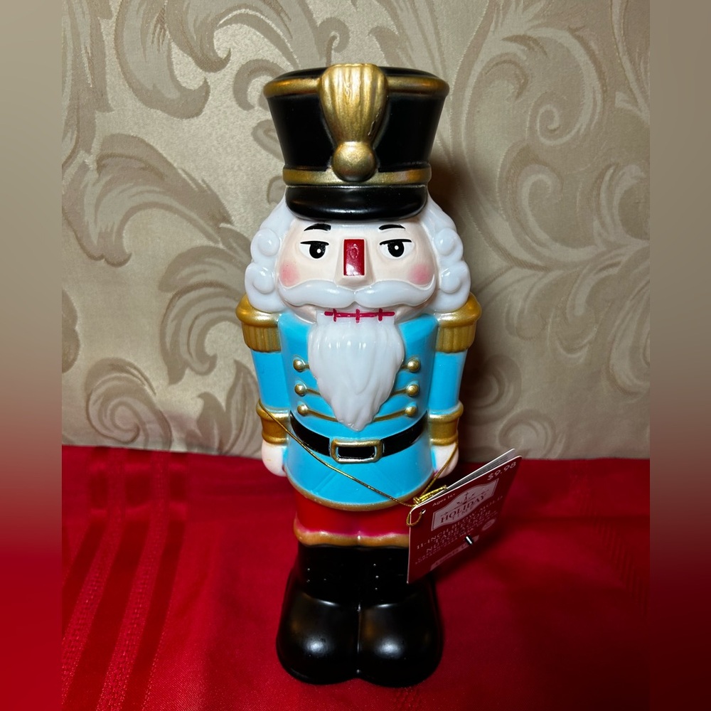 NWT Holiday Time Nutcracker Tabletop Blowmold 11” Blue, Gold, Red, Black, White